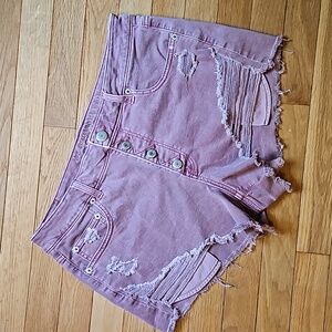 AEO sz 14 Hi Rise Festival Shorts Dusty Pink Button Fly